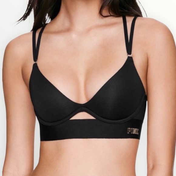 PINK Victoria's Secret Other - PINK Victoria Secret Black Bonded Strappy Push-Up Bra Size Medium